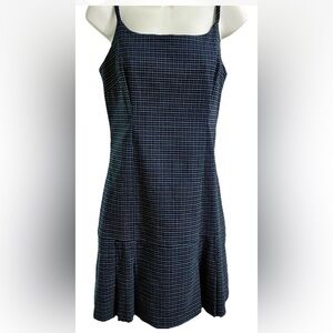 BTIME Academia Navy Plaid Dress Y2K 90s Spaghetti Strap Drop Waist Size 13/14